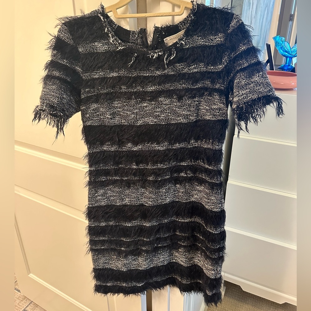 Nicole Miller Artelier black fuzzy knit dress size 4